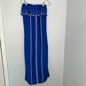 Vineyard Vines Dress Size 4 Blue White Embroidered Strapless Maxi Size 4